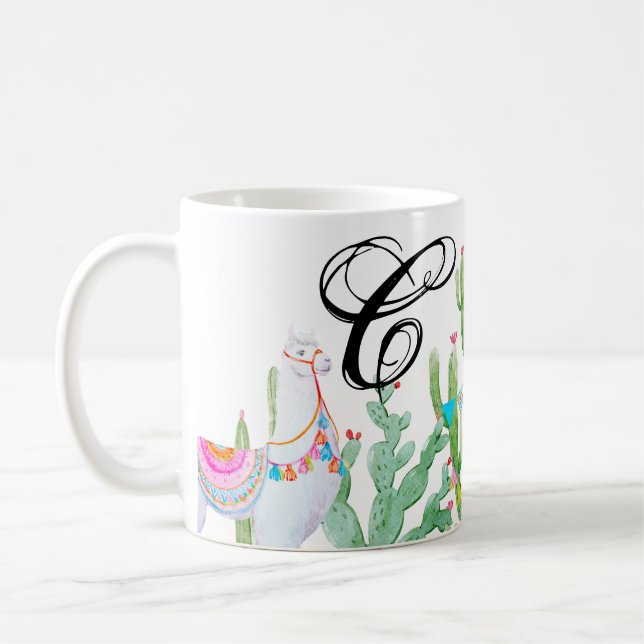  11 Oz. Coffee Mug Boho Llama Cactus bohème Désert (Gauche)