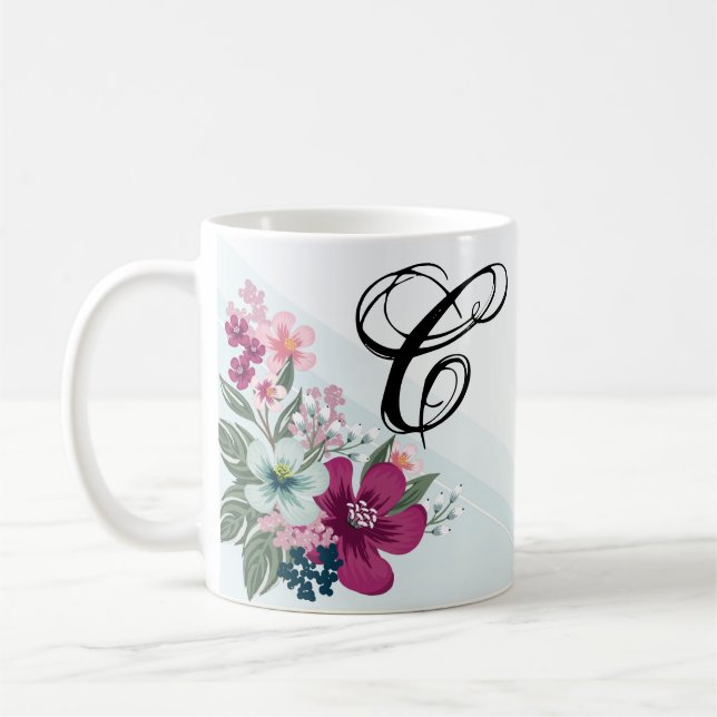  11 Oz. Fleur tropicale de la Mug de café sur Blue (Gauche)