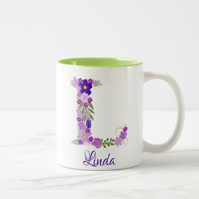 11 oz Lavande Purple Mug de café monogramme (Droit)