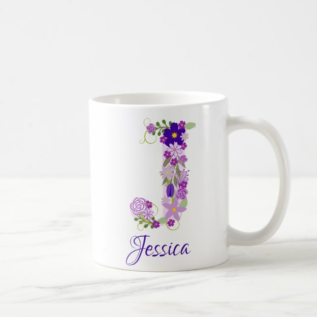 11 oz Lavande Purple Mug de café monogramme (Droite)