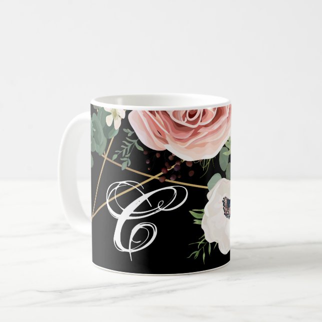  11 Oz. Rose de jardin géométrique de la Mug de ca (Devant gauche)