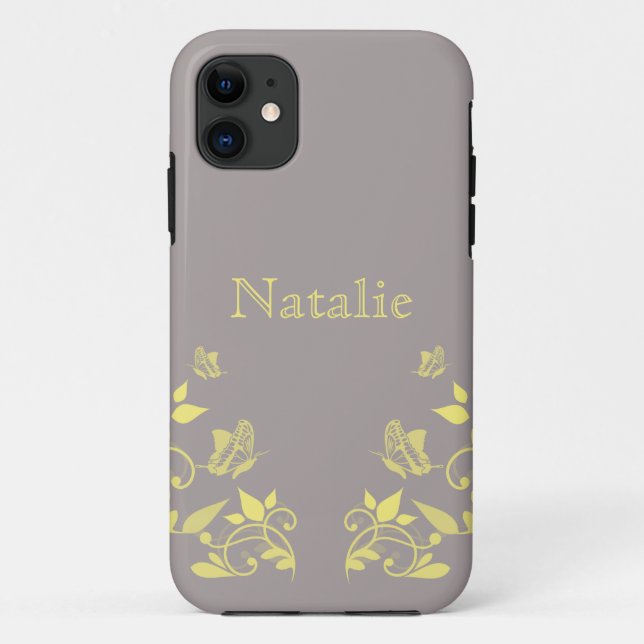 11 Papillon jaune Floral BT iPhone 5 Coque (Dos)