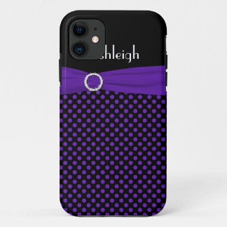 11 Personnalisé noir, violet Polka Dot iPhone 5 Coque