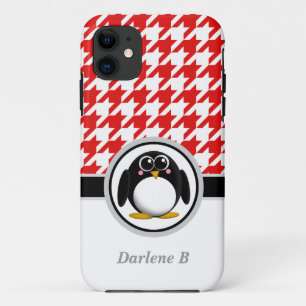 11 Pingouin rouge et blanc Houndstooth iPhone 5 Coque