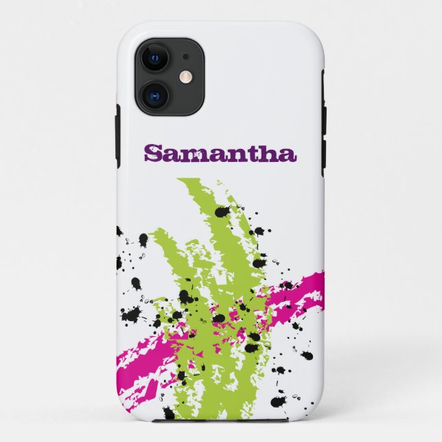 11 Pink Green Paint Splash Mate ID™ iPhone 5 Coque (Dos)