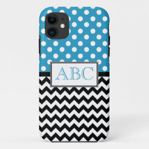 11 Polka Dot Blue & Chevron iPhone 5 Coque