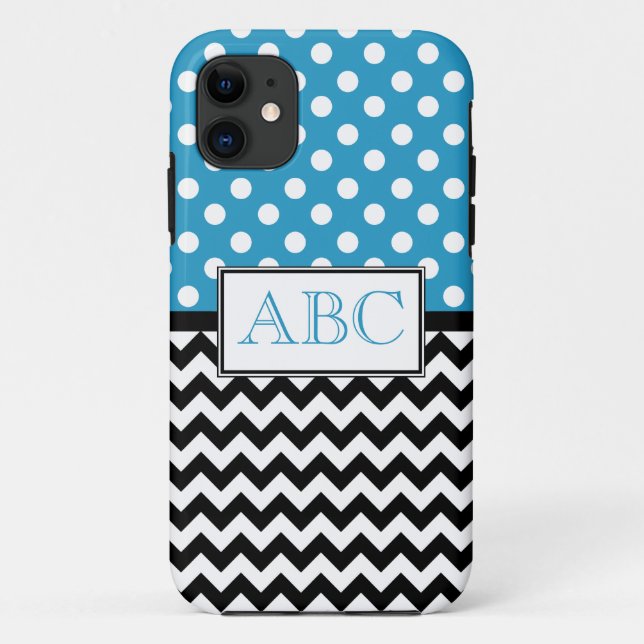 11 Polka Dot Blue & Chevron iPhone 5 Coque (Dos)