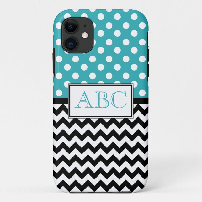 11 Polka Dot Turquoise & Chevron iPhone 5 Coque (Dos)