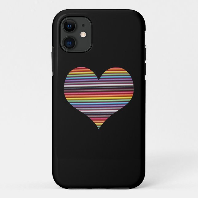 11 Rainbow Ribbon Cable Heart iPhone 5/5S Coque (Dos)