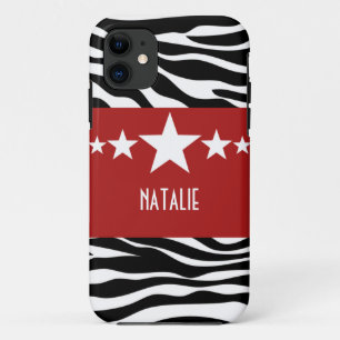 11 Red Sassy Star Zebra BT iPhone 5 Coque
