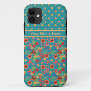 11 Retro Floral sur Turquoise Xtreme iPhone 5 Coque p