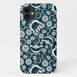 11 Retro noir fleurs blanches iPhone 5 Coque