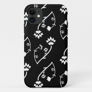 11 Retro noir fleurs blanches iPhone 5 Coque