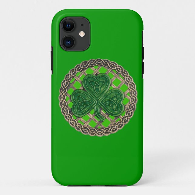 11 Shamrock vert et noeuds celtiques iPhone 5G Coque (Dos)