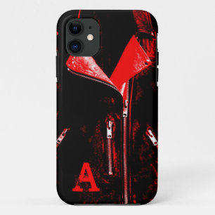 11 Veste en cuir rouge "Monogram" iPhone 5 coque