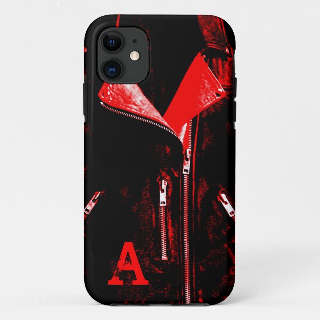 11 Veste en cuir rouge "Monogram" iPhone 5 coque (Dos)