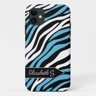 11 Zebra Print Blue Mix iPhone 5 Coque
