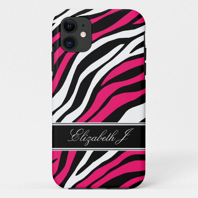11 Zebra Print Mix Fuchsia iPhone 5 Coque (Dos)
