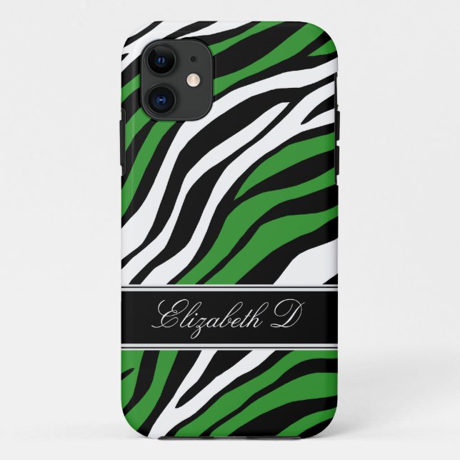 11 Zebra Print Mix Green iPhone 5 Coque (Dos)