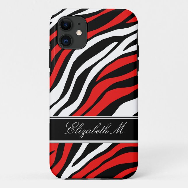 11 Zebra Print Mix Red iPhone 5 Coque (Dos)
