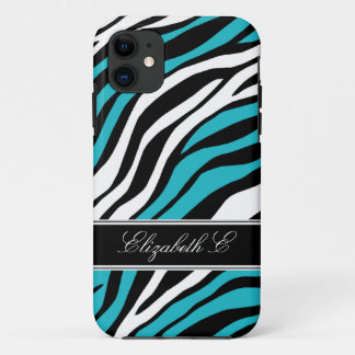 11 Zebra Print Mix Turquoise iPhone 5 Coque