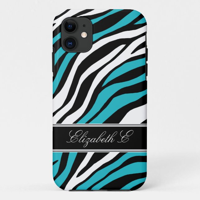11 Zebra Print Mix Turquoise iPhone 5 Coque (Dos)