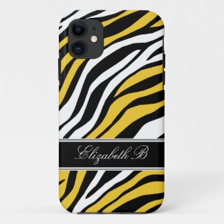 11 Zebra Print Mix Yellow iPhone 5 Coque