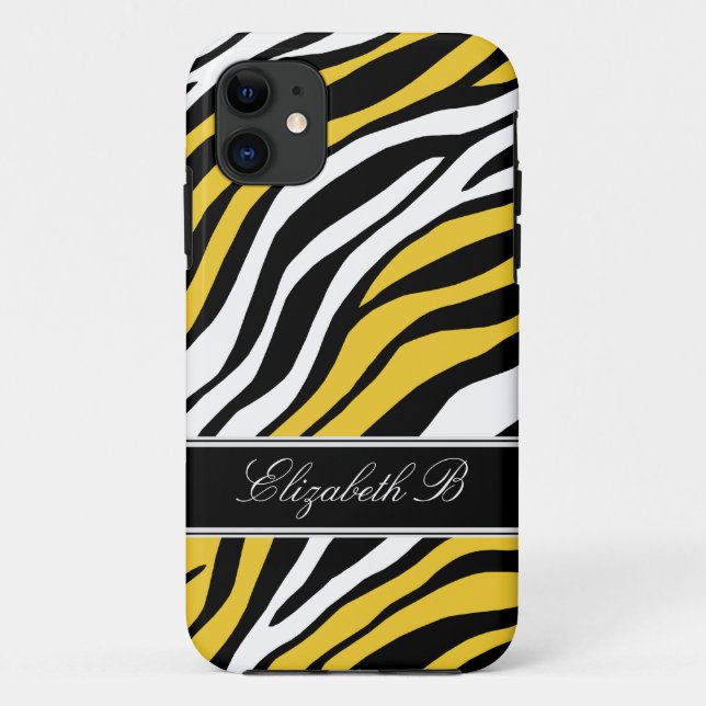 11 Zebra Print Mix Yellow iPhone 5 Coque (Dos)