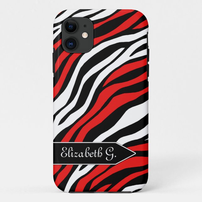 11 Zebra Print Red Mix iPhone 5 Coque (Dos)