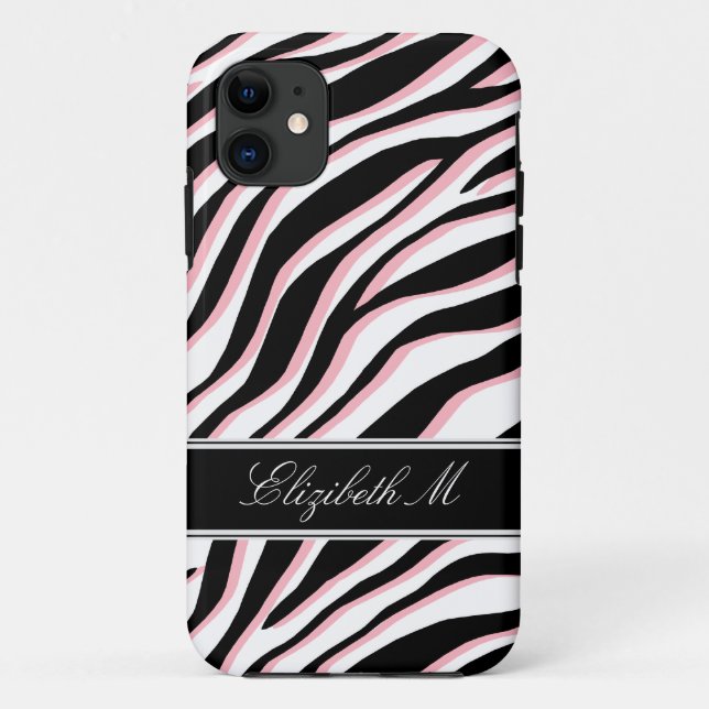 11 Zebra Print rose noir et blanc iPhone 5 Coque (Dos)