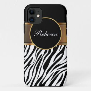 11 Zèbre de coque iphone de monogramme