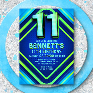 11e anniversaire Neon Invitation