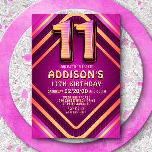 11e anniversaire Neon Invitation