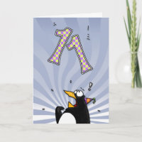 11ème anniversaire - carte de surprise de pingouin