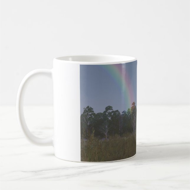 11oz mug with "Rainbow on the Meadow" image (Gauche)