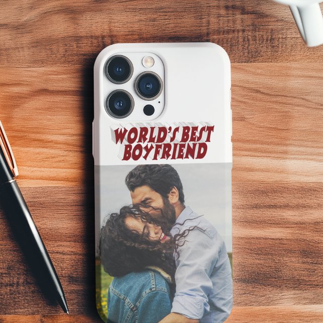 11Pro Max Boyfriend Photo avec coque iphone texte bordeaux (Créateur téléchargé)