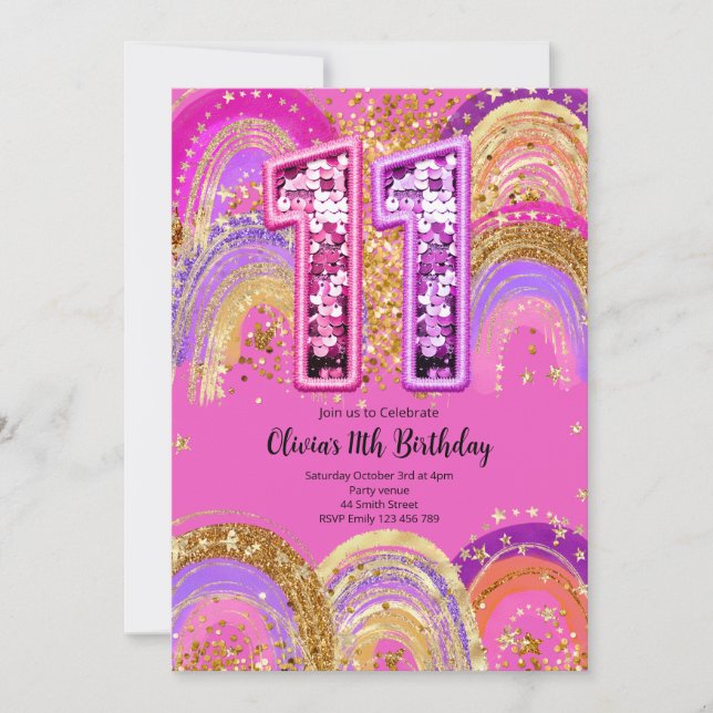 11th Birthday Girls Invitation (Devant)