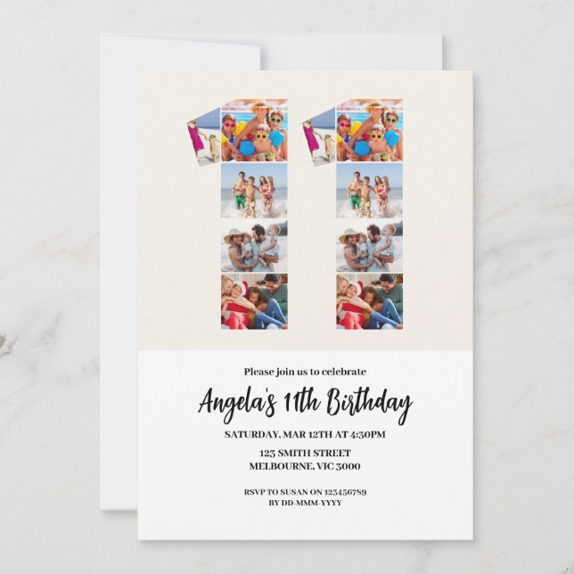 11th Birthday Invitation - Number 11 (Devant)