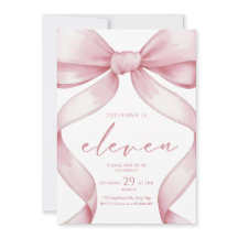 11th Birthday Invitation Pink Coquette Invite Girl