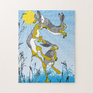 11x14 Mad March Hares Puzzle pour les aveugles de