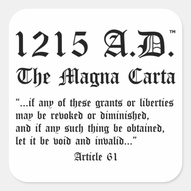 1215 A.D.™ La Grande Charte Article 61 Stickers (Devant)