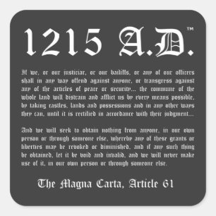 1215 A.D.™ La Magna Carta Article 61 Stickers
