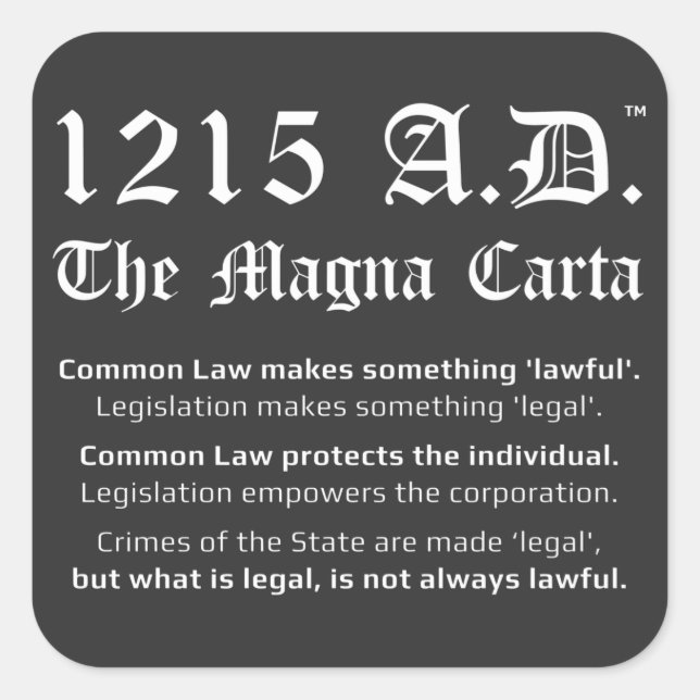 1215 A.D.™ Stickers de common law Magna Carta (Devant)