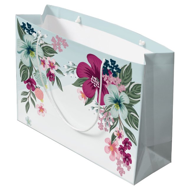 12.5lx4wx9h Grand sac cadeau Fleur tropicale sur B (Dos Angle)