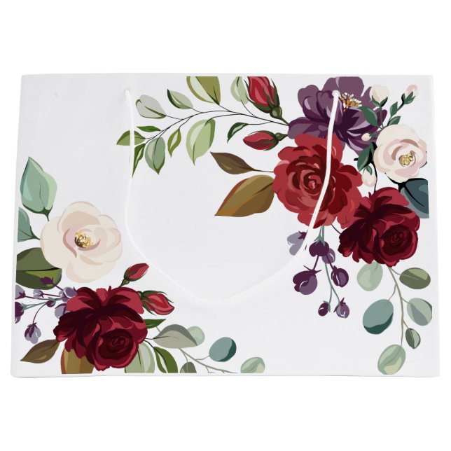 12.5lx4wx9h Grand sac cadeau Roses blanches Gold G (Devant)