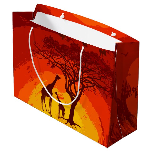 12.5lx4wx9h Grand sac cadeauAfrican Safari Giraffe (Dos Angle)