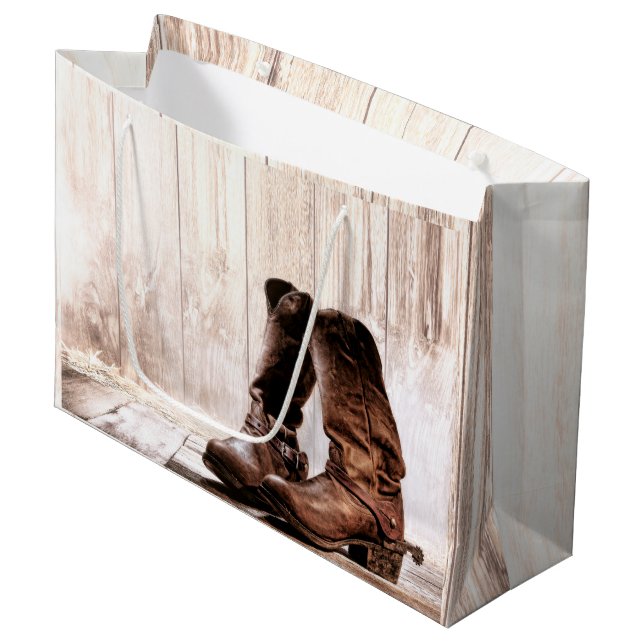 12.5lx4wx9h Grosse bottes en sac cadeau pays rusti (Devant Angle)