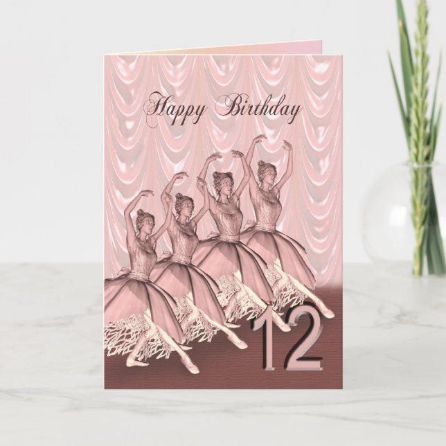 12 ans, une carte d'anniversaire de ballerine (Devant)