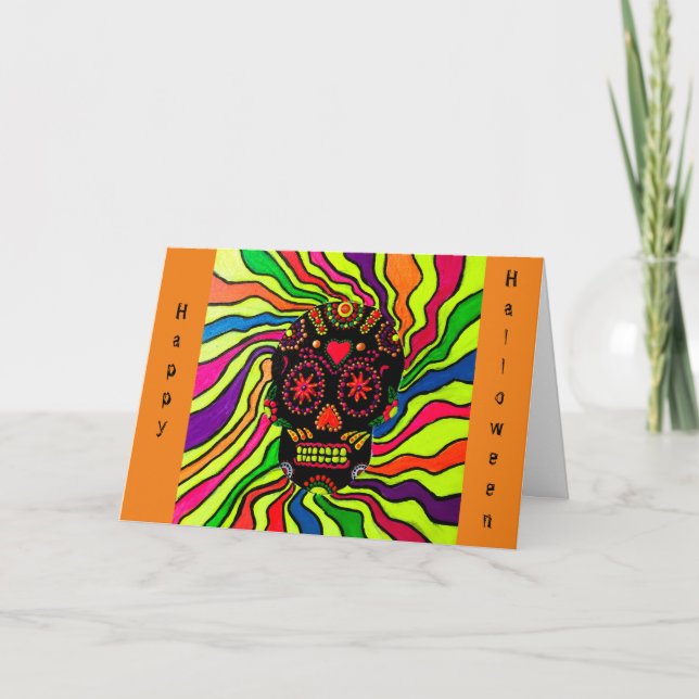 12 - Carte Halloween Neon Skull (Devant)