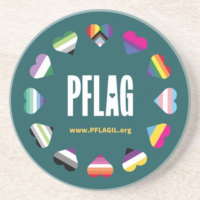 12 Coeurs Cercle PFLAG Dessous de verre en grès (Devant)